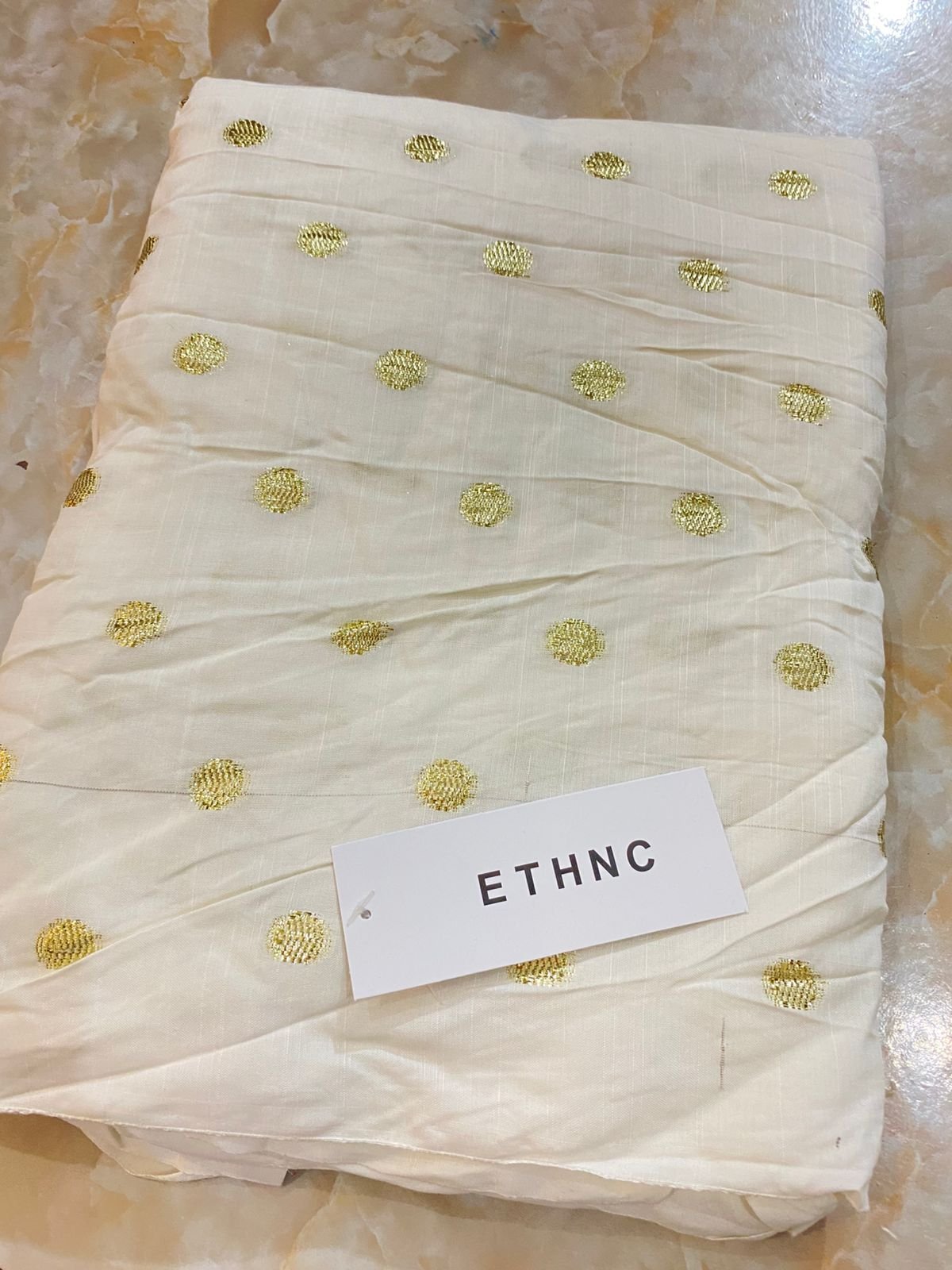 Ethnc Rawsilk with golden jacquard